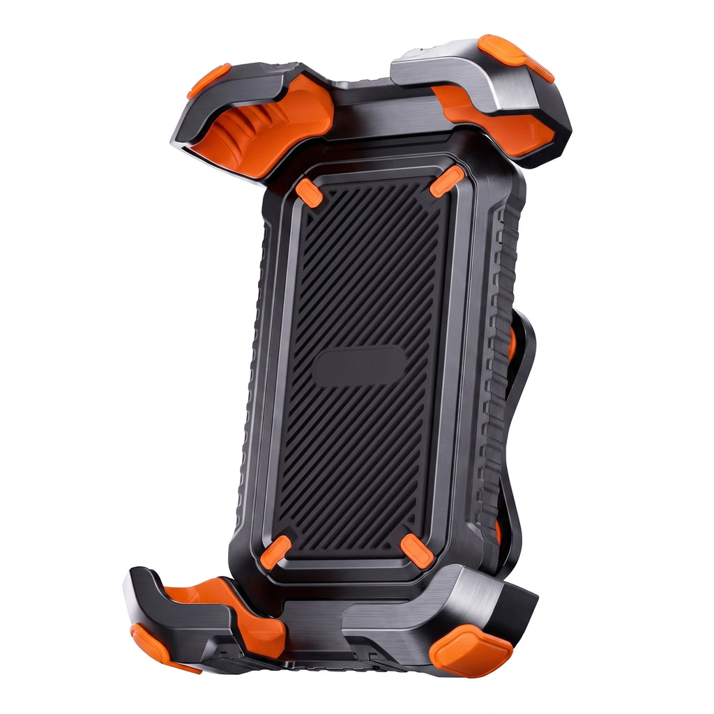 OBTKBKU Motorcycle Phone Mount, 4-Axis Shock Absorption Bike Phone Holder, 360° Rotation, 4.7-7", Orange