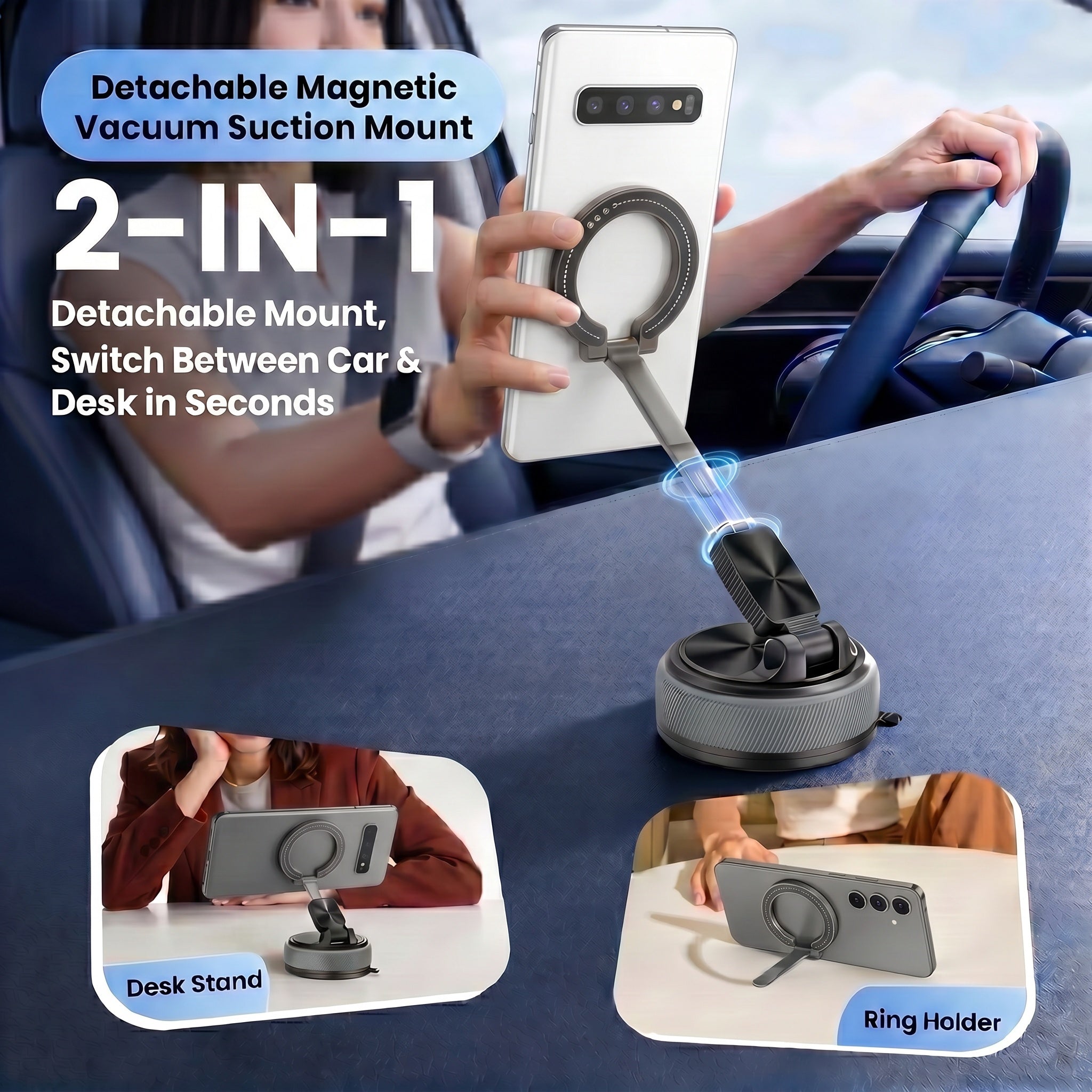 Specam 2-in-1 Magnetic Car Phone Mount & Desk Stand - Black - View 3