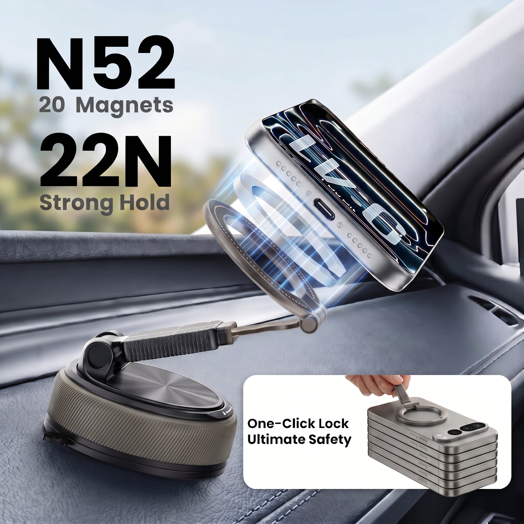 Specam 2-in-1 Magnetic Car Phone Mount & Desk Stand - Black - View 4