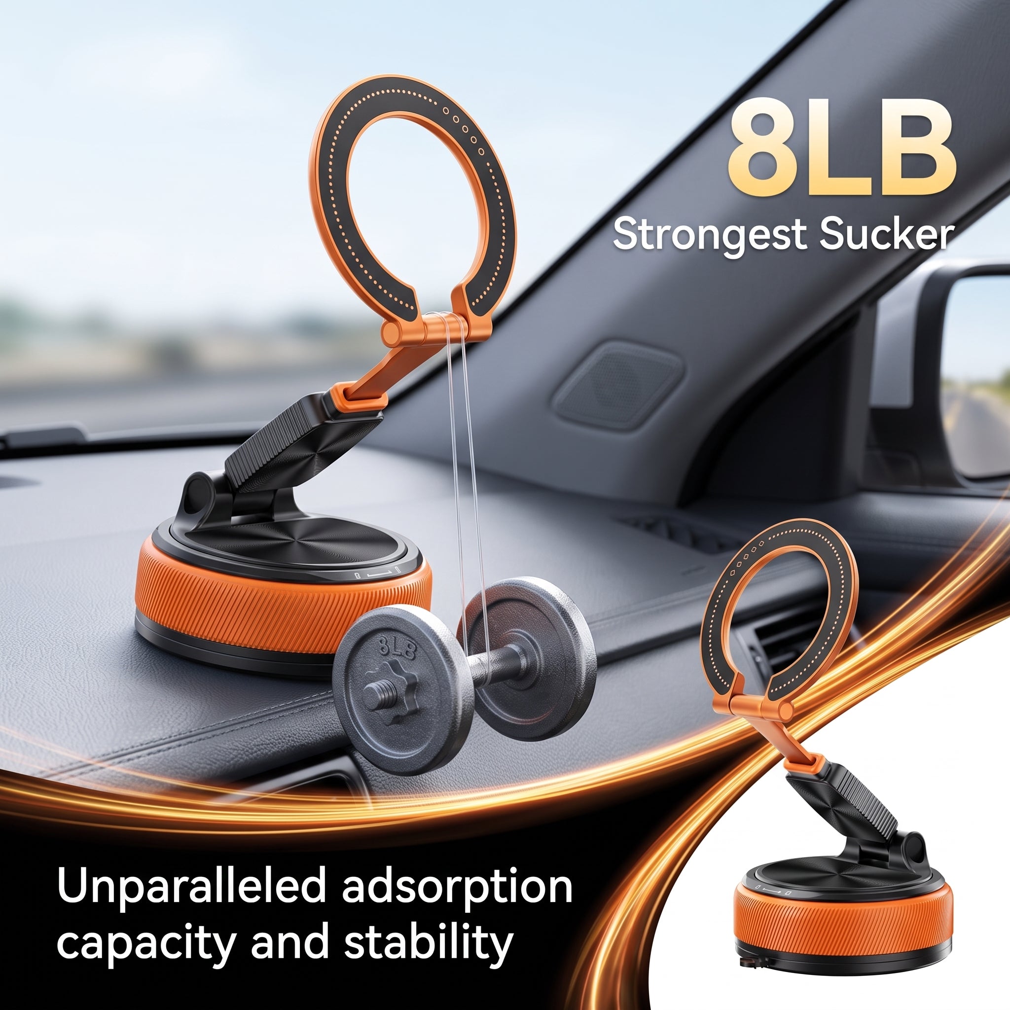 Specam 2-in-1 Magnetic Car Phone Mount & Desk Stand - Orange - View 2
