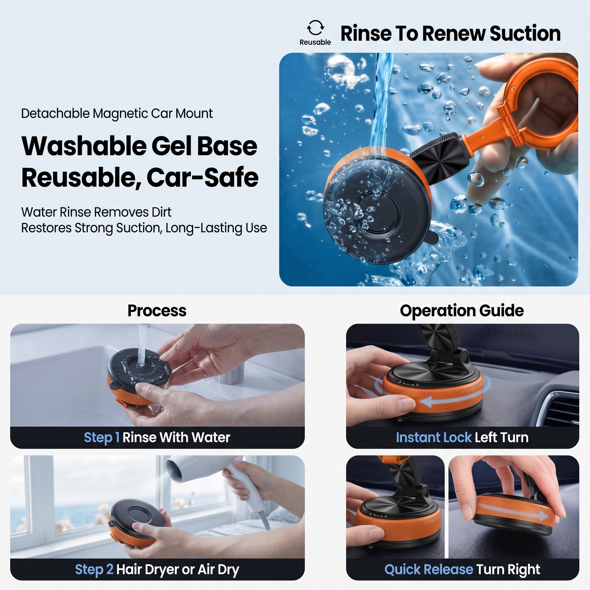 Specam 2-in-1 Magnetic Car Phone Mount & Desk Stand - Orange - View 8