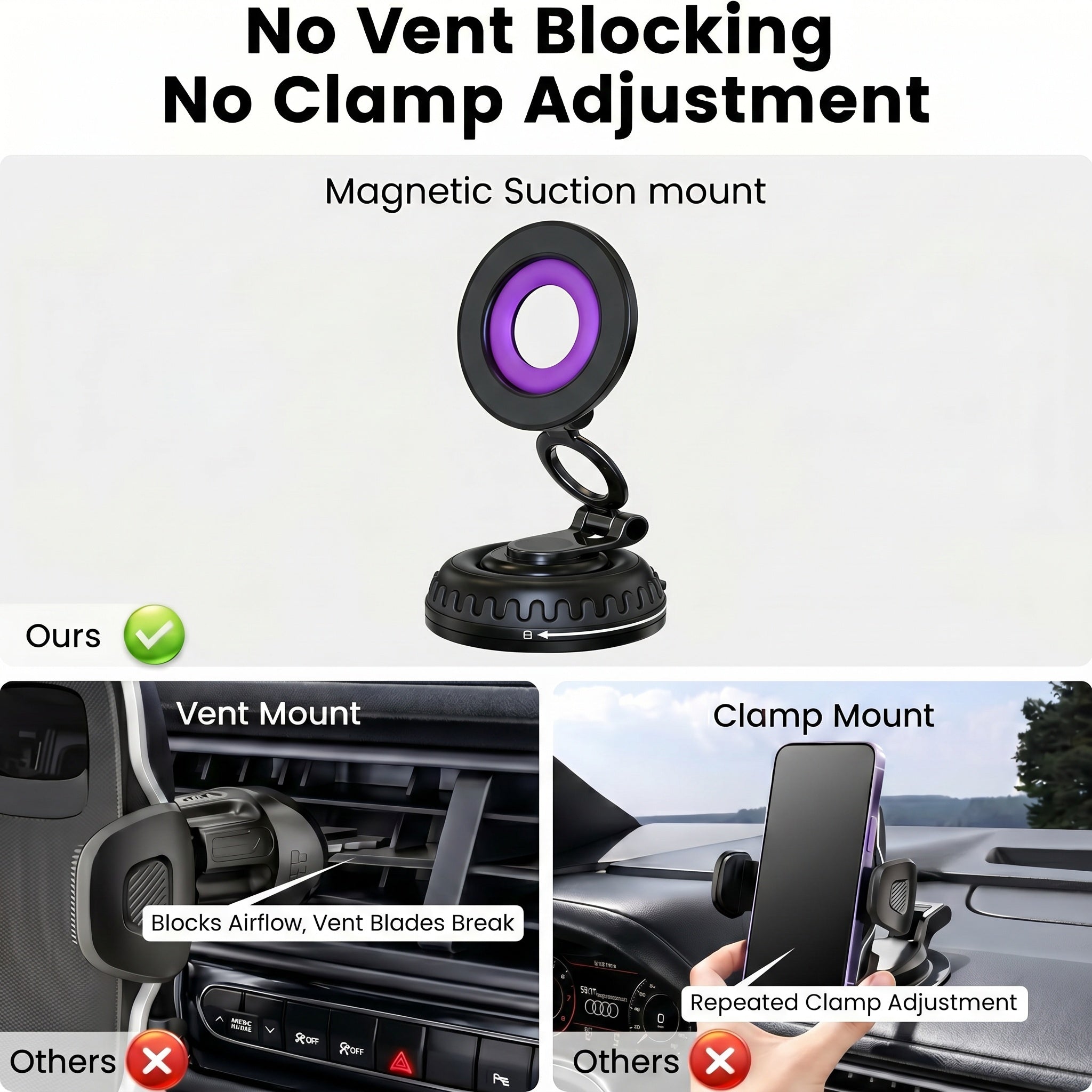 Specam S20 Magnetic Car Phone Mount - Purple - View 8