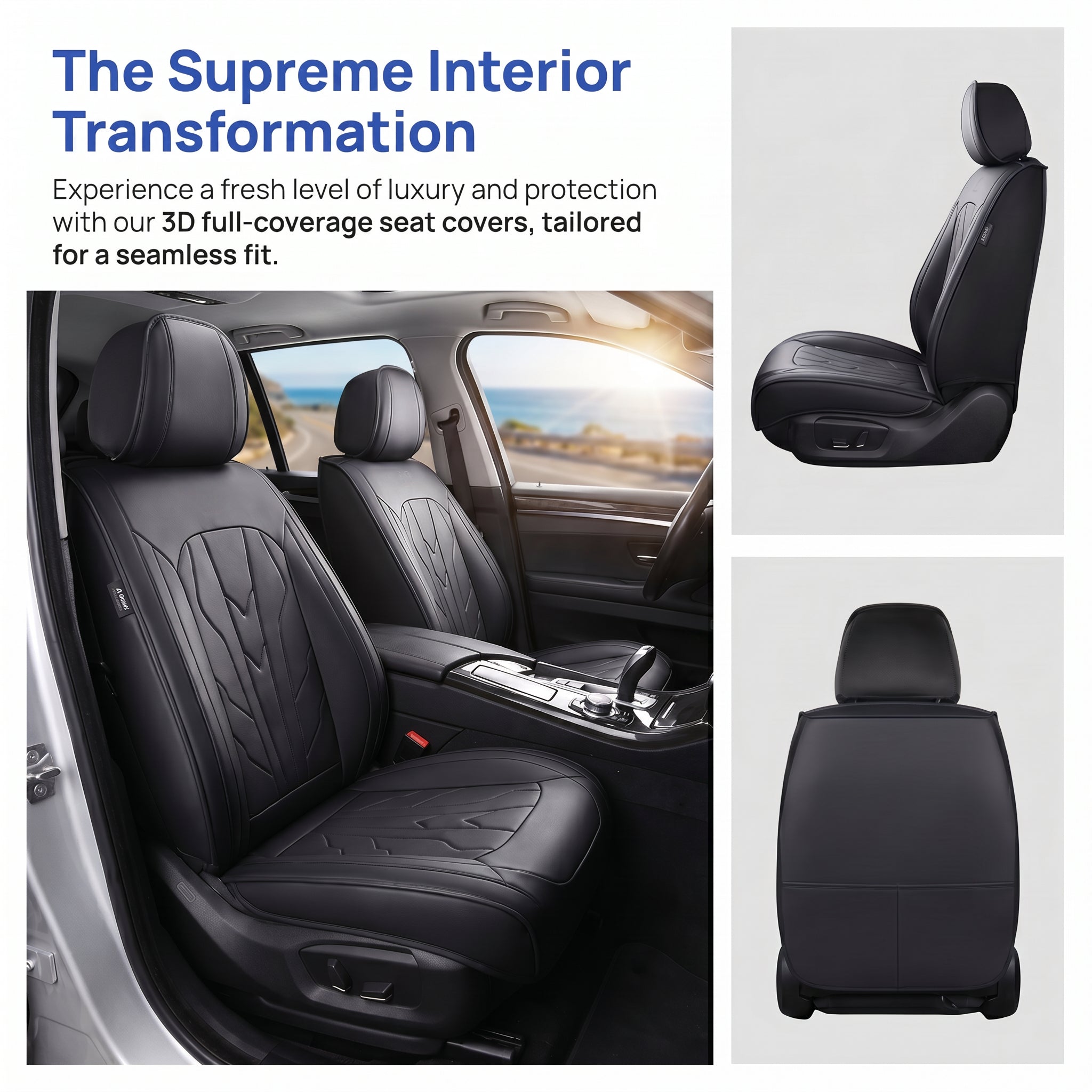 Specam Full Set Car Seat Covers 5-Seat Universal Fit - Black - View 5