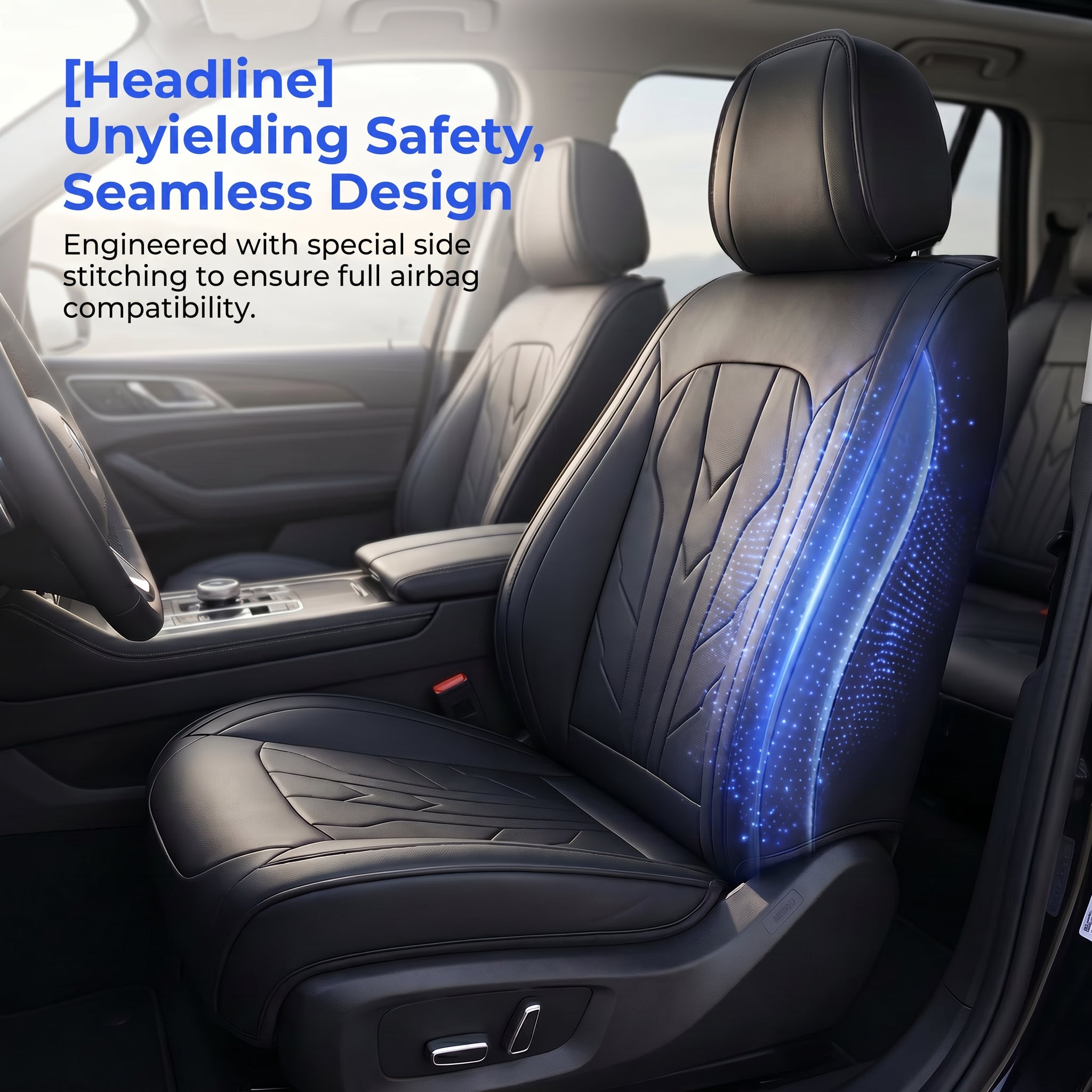 Specam Full Set Car Seat Covers 5-Seat Universal Fit - Black - View 6