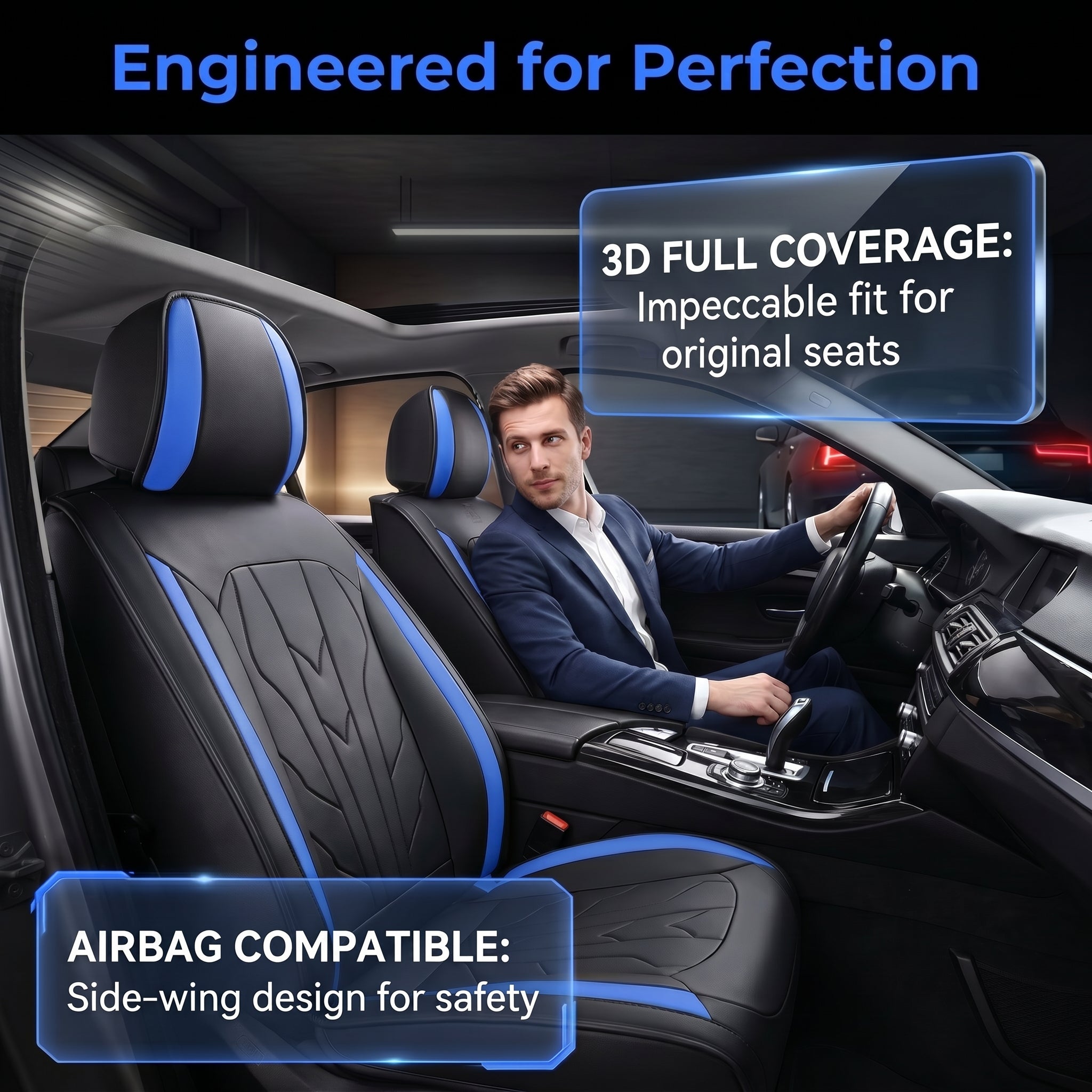 Specam Full Set Car Seat Covers 5-Seat Universal Fit - Blue - View 4