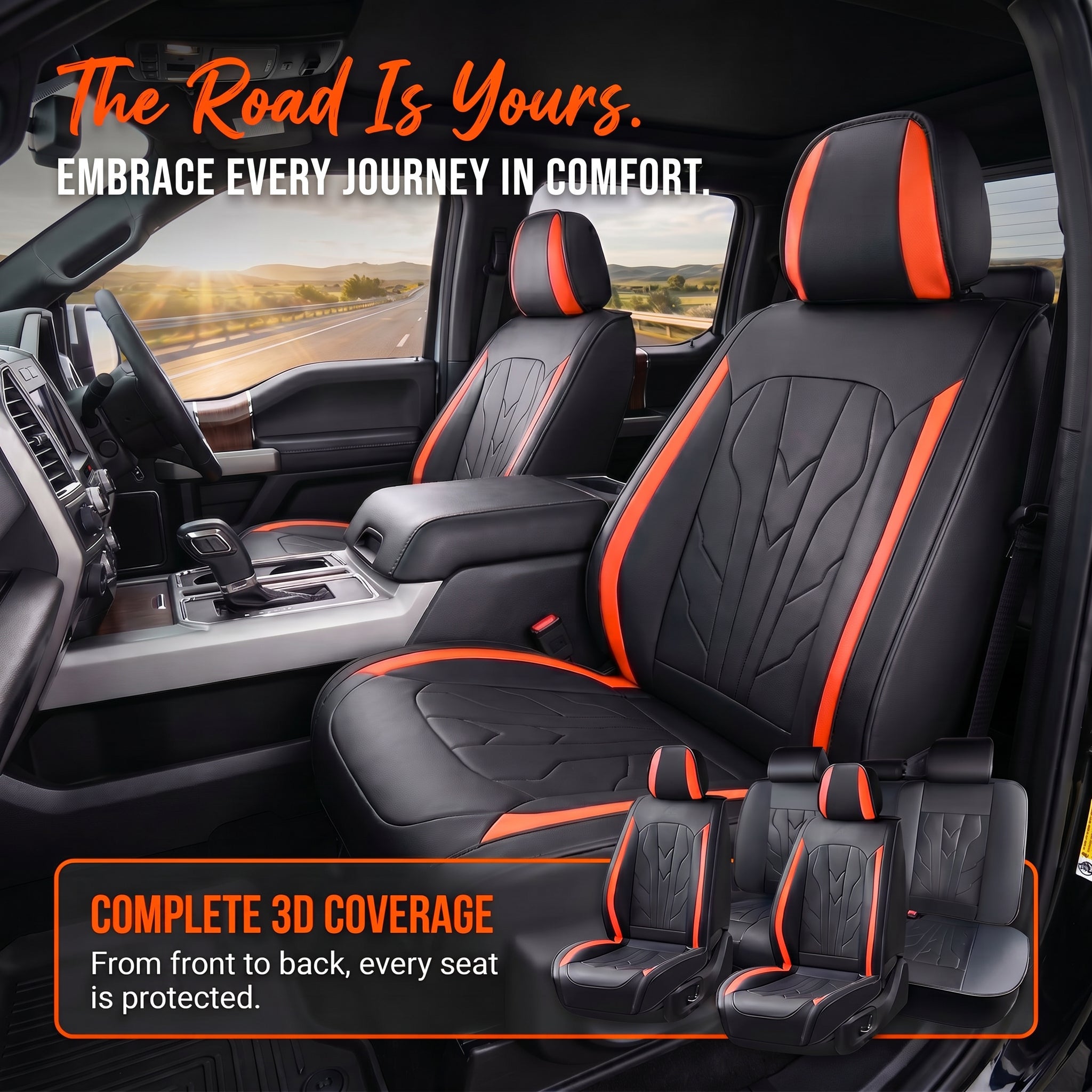 Specam Full Set Car Seat Covers 5-Seat Universal Fit - Red - View 4