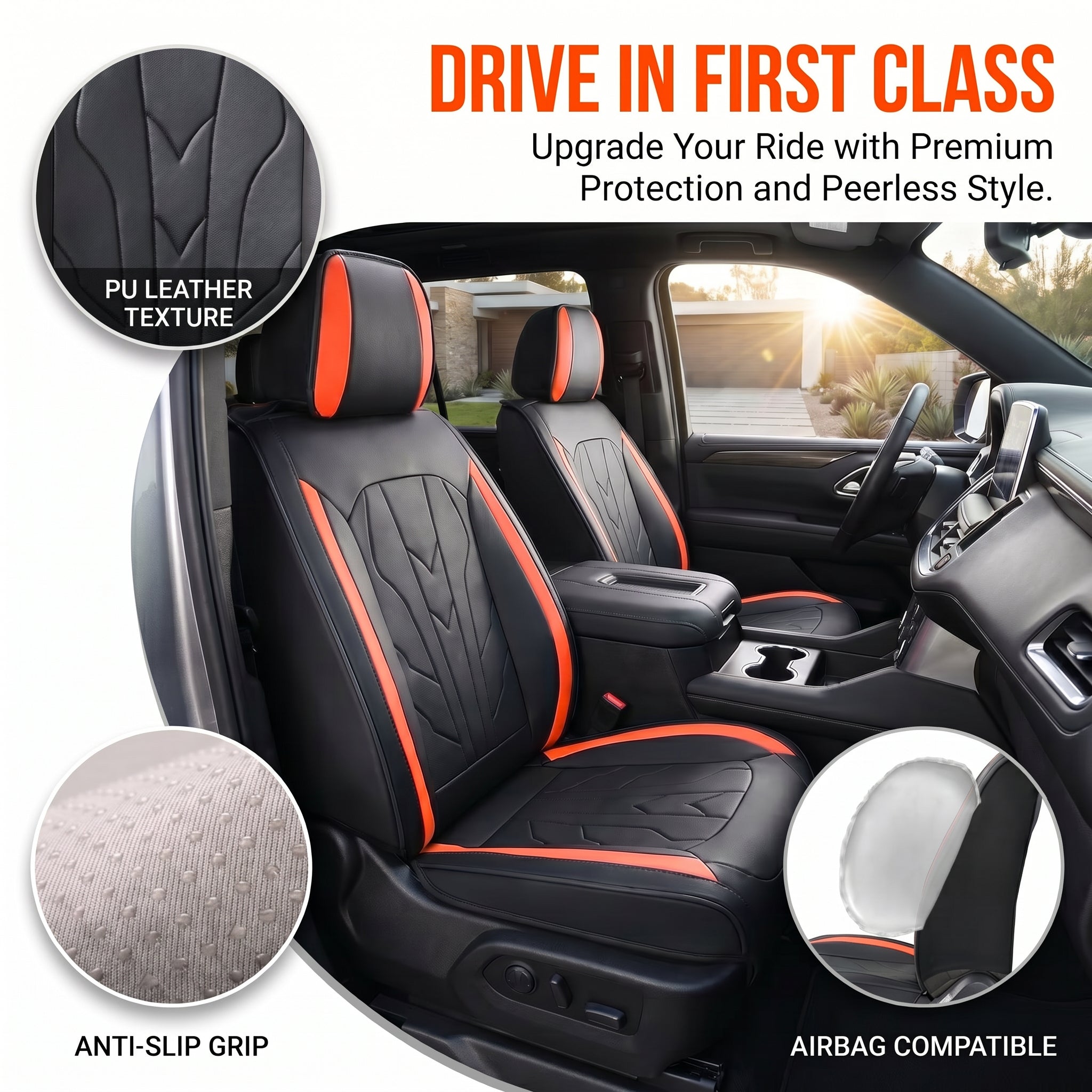 Specam Full Set Car Seat Covers 5-Seat Universal Fit - Red - View 5